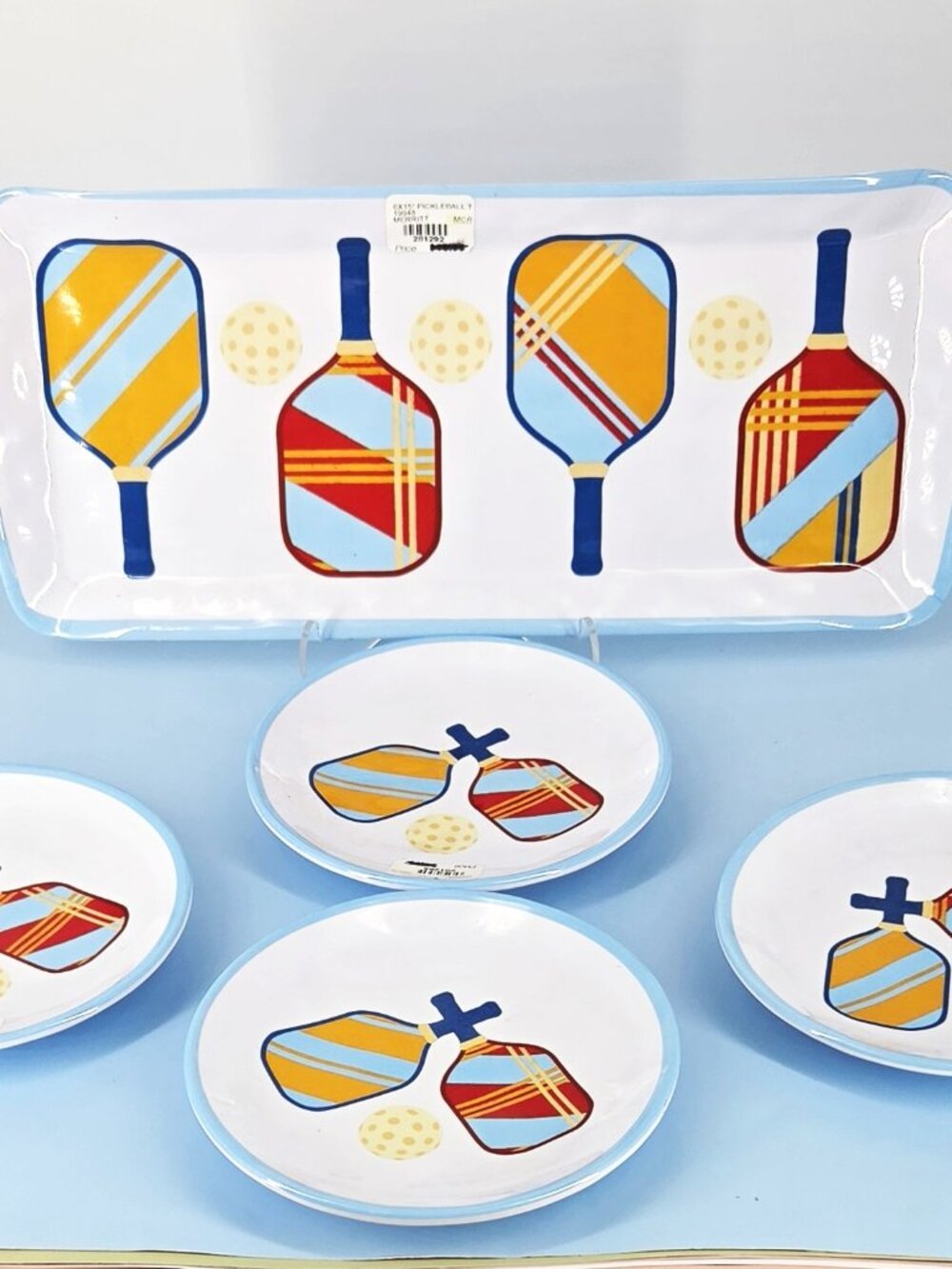 NWT 5 Piece Merritt Designs Pickleball Melamine Collection Appetizer Tray/Plates